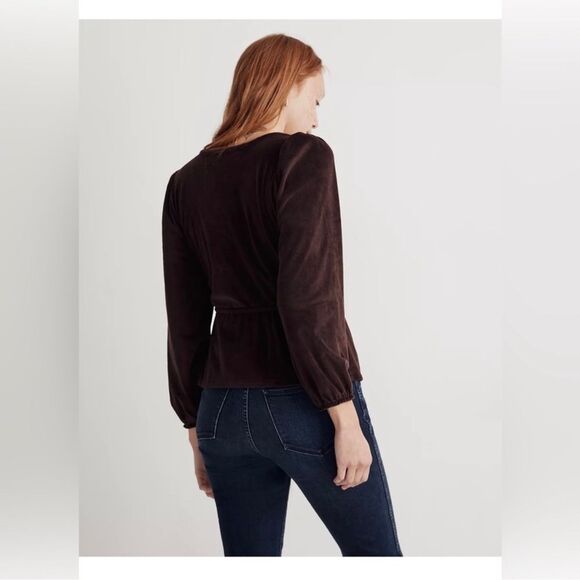 Madewell corduroy tie front faux wrap top size L - Picture 3 of 10
